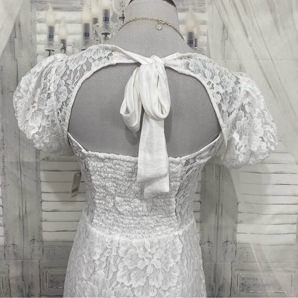 NEW Free People Dress Ivory Off White Hailee Lace Tie Back Minidress Open Back - Picture 8 of 12
